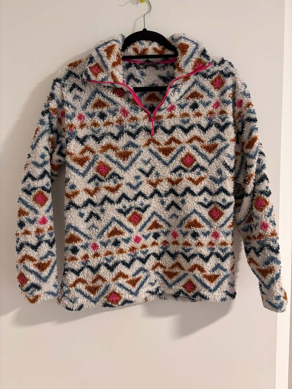 Eddie Bauer Women's Plush Aztec Pattern 1/4 Zip Fleece Pullover